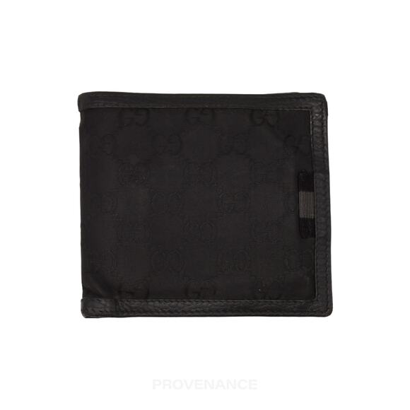 🔴 Gucci Bifold Wallet - Black GG Canvas with Web Detail - Picture 1 of 9